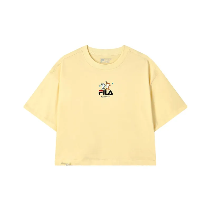 FILA Crop Tops Women's Light Milk Yellow-0