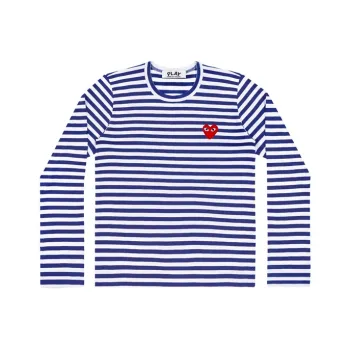 Comme Des Garcons Play Women's Striped Long Sleeve T shirt Blue/White