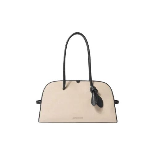 Jacquemus Calfskin Bowling Bag, Handbag, Shoulder Bag Women's Light Taupe & Black