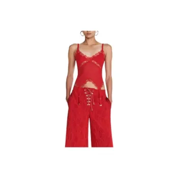 DION LEE SS24 LACE RIB GARTER TANK Tank Tops Women's RED/Red