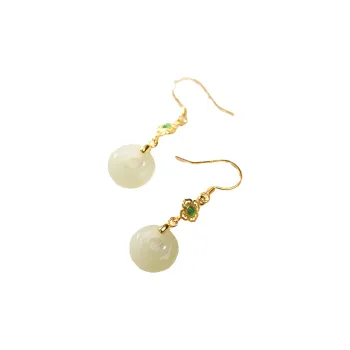 FANHAOGANG JADE Hetian Jade Earrings White Jade Women's