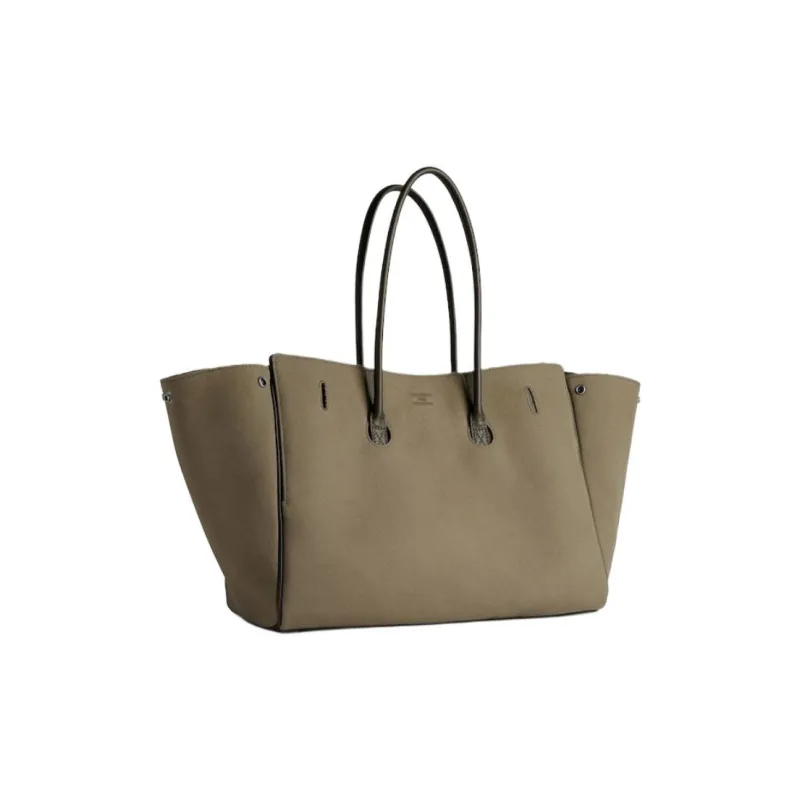 Balenciaga Bel Air Cotton Handbag Medium Size Women's Khaki-2