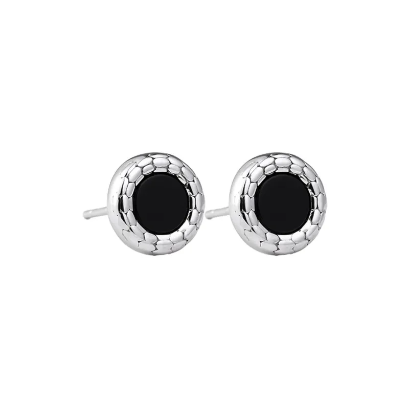 MAGICPOLE Sterling Silver Stud Earrings Men's Black-4
