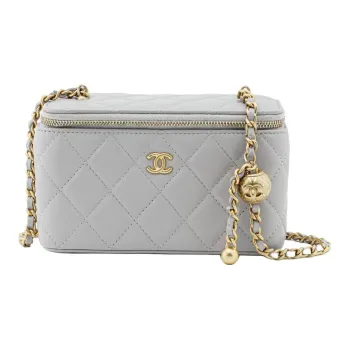 CHANEL Sheepskin Box Bag, Shoulder Bag, Crossbody Bag Women's Gray