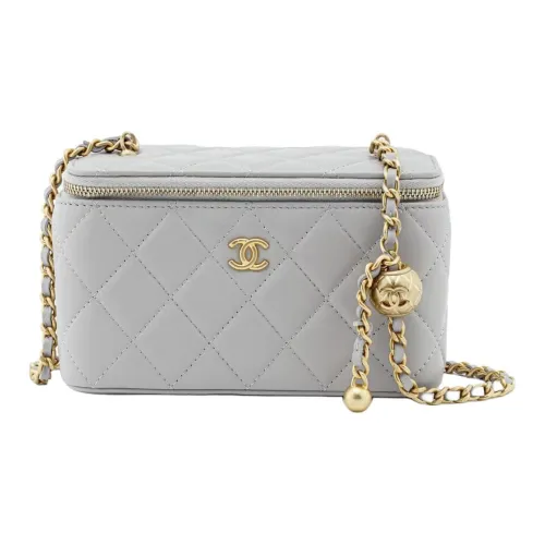 CHANEL Sheepskin Box Bag, Shoulder Bag, Crossbody Bag Women's Gray