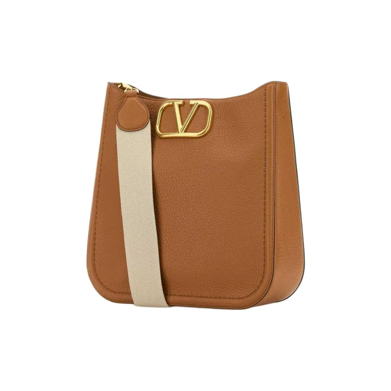 Valentino ALLTIME Calfskin Shoulder Bag Women's Almond Beige Brown-1