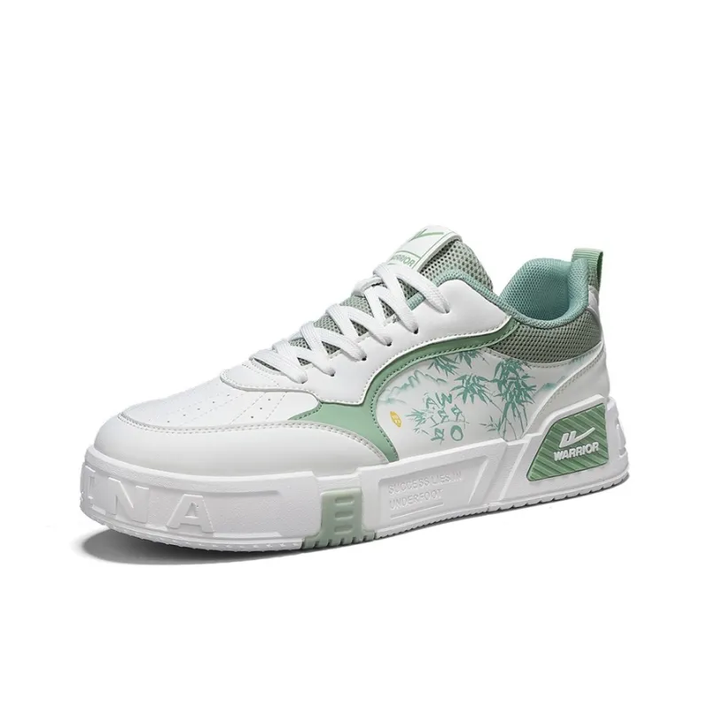 Warrior Coverage Height Increasing Abrasion Resistant Lightweight Slip Resistant Low Top Casual Shoes Men's White Green-1
