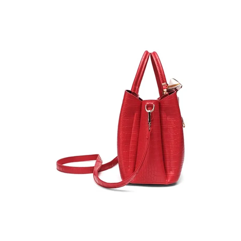 CLEVER& KETCH PU Tote Shoulder Bag, Crossbody Bag, Handbag Women's Red-3