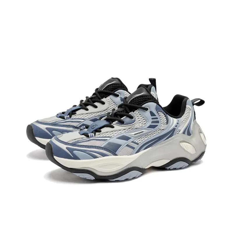 QIAODAN Get Rich Every Day Anti Slip Wear Resistant Low Top Casual Shoes Men's Gray Blue-2