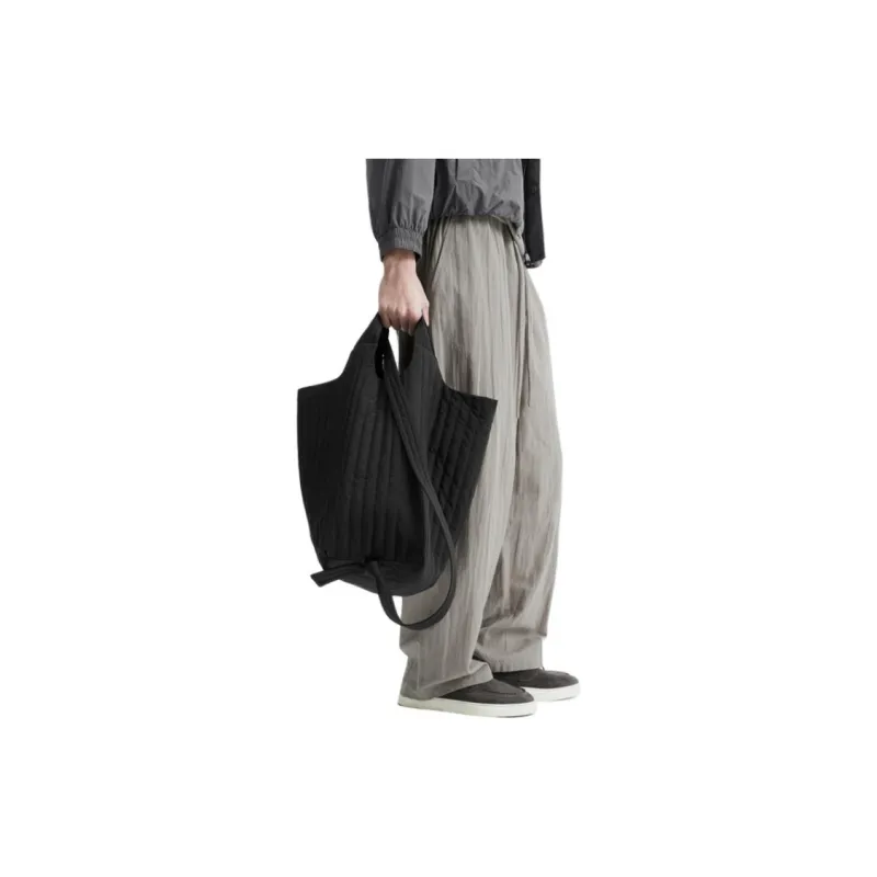 Nice Rice Fabric Shoulder Bag, Crossbody Bag, Handbag Medium Size Unisex Black/Ecru-3