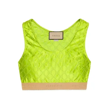 GUCCI Gg Embroidered Silk Vest Green