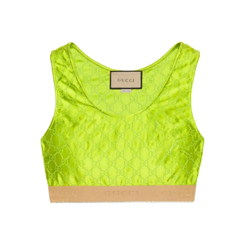GUCCI Gg Embroidered Silk Vest Green-0