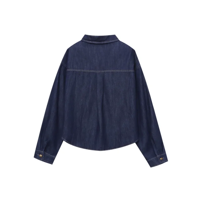CHARM PICK Shirt Women's Denim Blue-1
