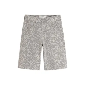 Hollister Denim Shorts Men's White Leopard Print