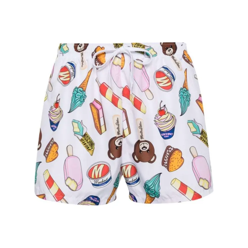 MOSCHINO Illustration-Printed Drawstring Swim Shorts-0