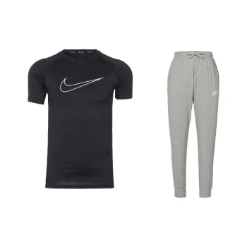 Nike Casual Sportswear Men Short Sleeved T Shirts+Gray Sweatpants
