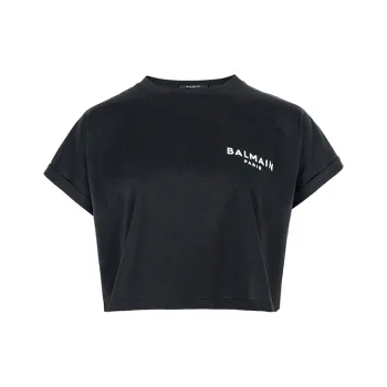 BALMAIN Cropped Tee 'Black'