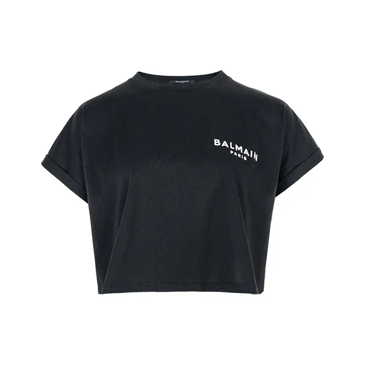 BALMAIN Cropped Tee 'Black'-0