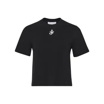 JW Anderson Anchor Embroidery Panelled Cropped T Shirt