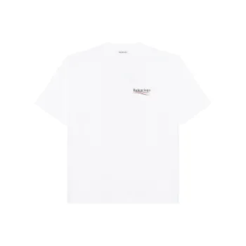 Balenciaga Political Campaign Drop Shoulder Sleeve T Shirt Women's White Regular Fit
