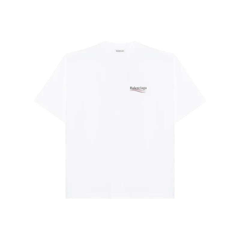 Balenciaga Political Campaign Drop Shoulder Sleeve T Shirt Women's White Regular Fit-0