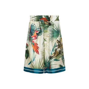Roberto Cavalli Jungle print Silk Shorts