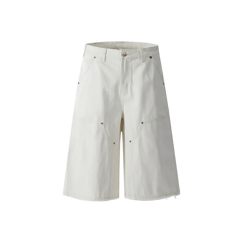 GBXM Denim Shorts Unisex Symplocaceae White-0
