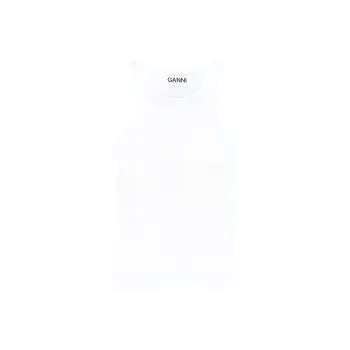 GANNI Ribbed Crewneck Tank Top