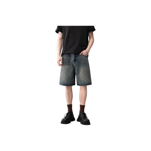 MASHAO Denim Shorts Men's Vintage Blue