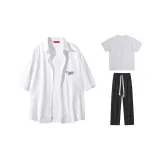 Three-Piece Set (White Top+T-Shirt+Black Pants)