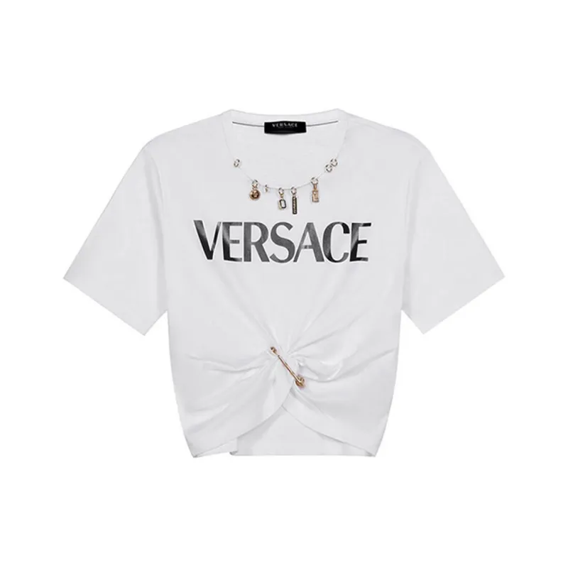 VERSACE Monogram Smiley Print T Shirt 'White/Multicolor'-0