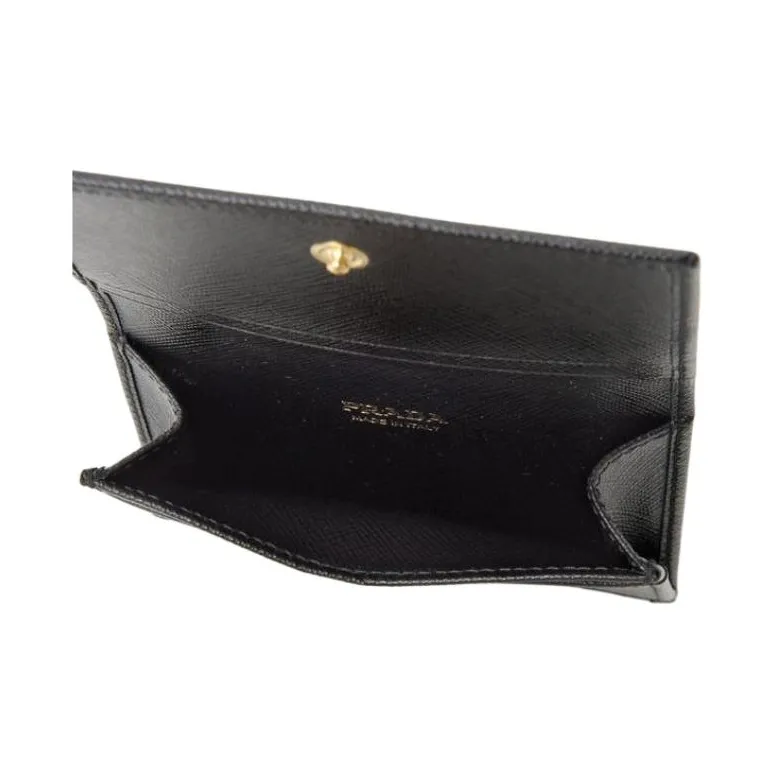 PRADA Leather Card Holder Card Holder Regular Men's Black-3