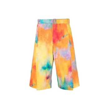 Études Tie dye print Pleated Wide leg Shorts