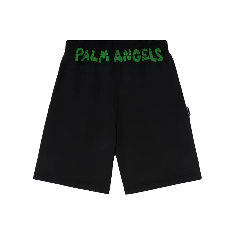 PALM ANGELS Logo print Cotton Track Shorts-0