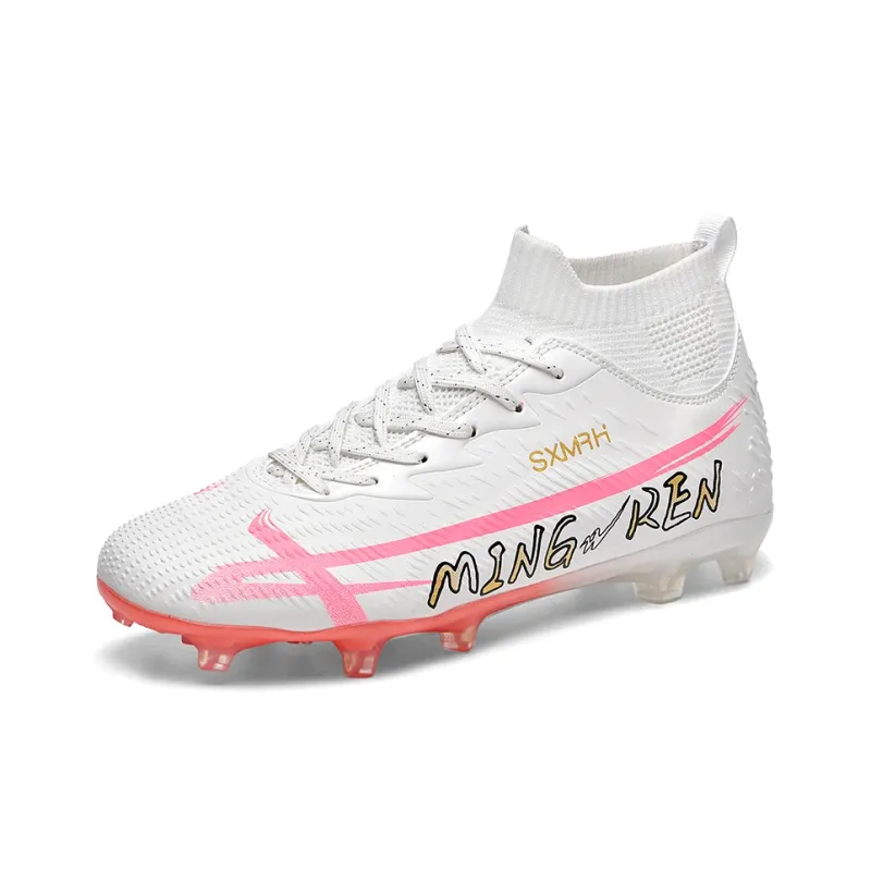 Binary Soccer Shoes Unisex High Top Pink-2