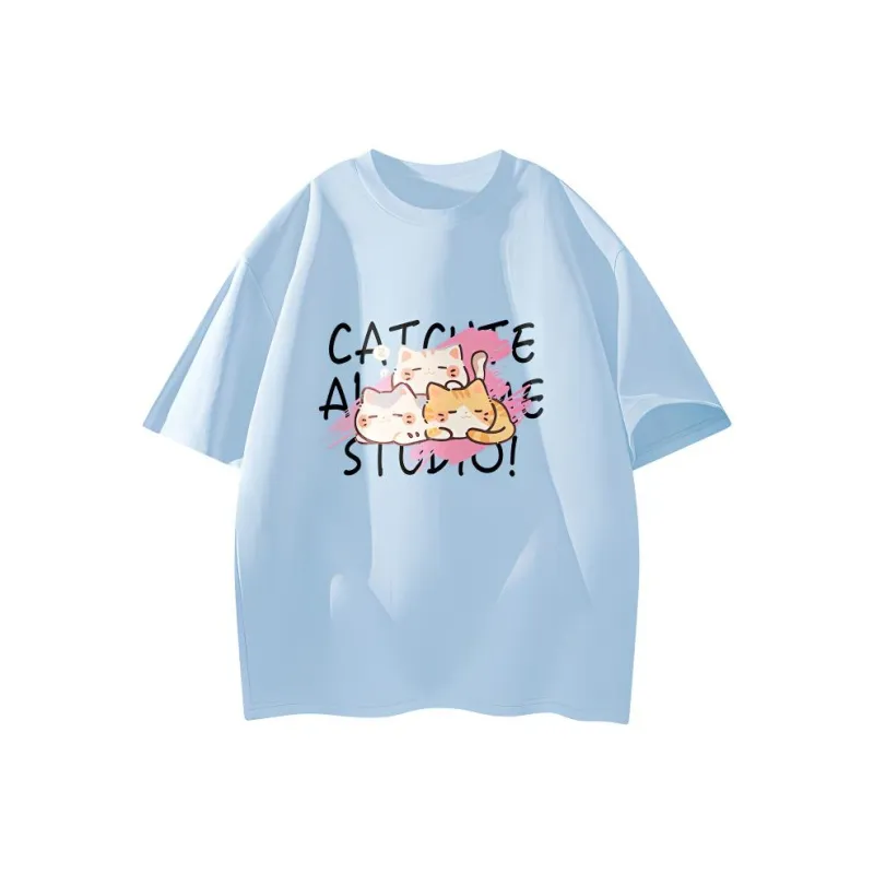 Caramella Drop Shoulder Sleeve T Shirt Unisex Blue-1