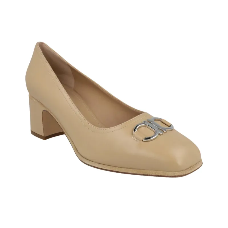 FERRAGAMO Comiso Chunky Heel High Heels 5.7cm Women's Beige-2