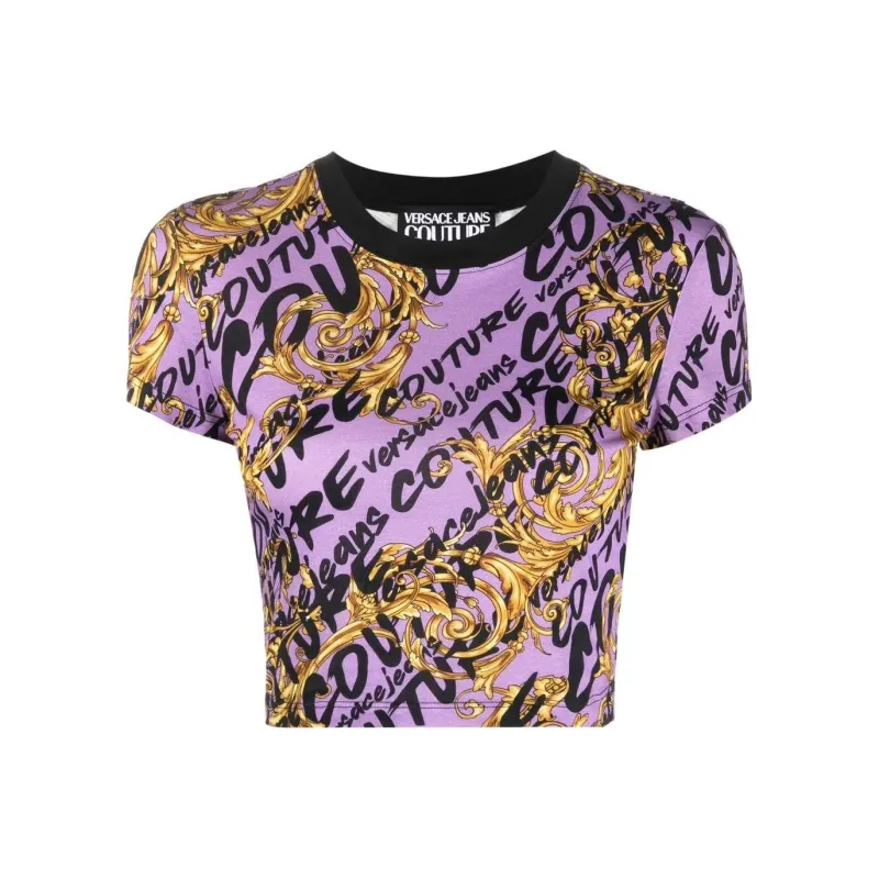 VERSACE Garland print Cropped T shirt-0
