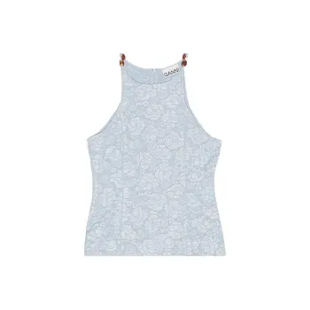 GANNI Floral-jacquard Tank Top