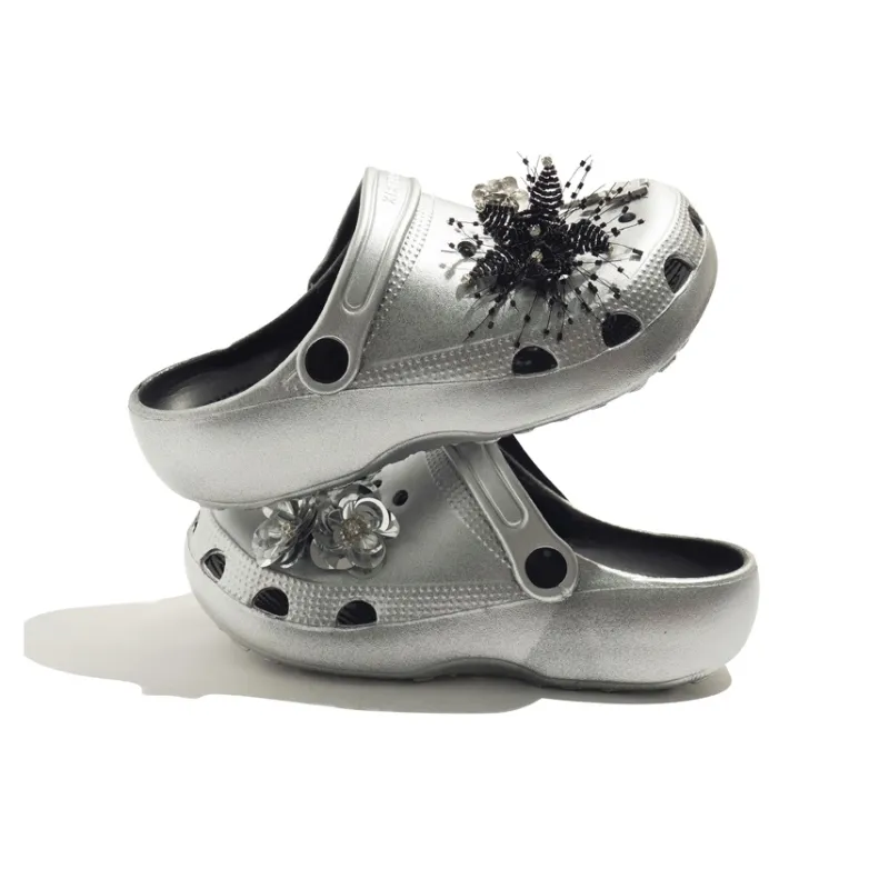 BEIER Clogs Women's Black Silver-3
