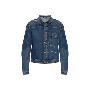 PALM ANGELS Vintage Effect Denim Jacket