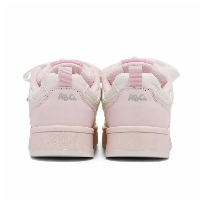 ABCIO Skateboard Shoes Women's Low Top Beige Yellow/Pink White/White Red-9