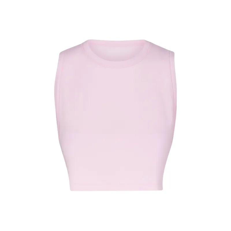 SKIMS FW23 BOYFRIEND CROP TANK Tank Tops Women's CHERRY BLOSSOM/Cherry Blossom Pink-0