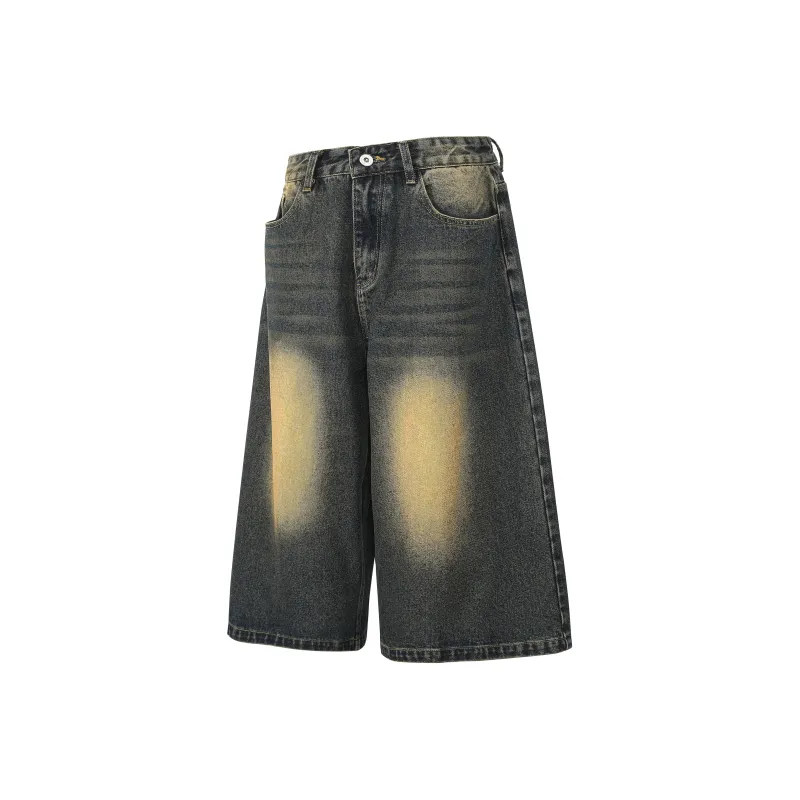 HOKLV Denim Shorts Unisex Vintage Blue-30