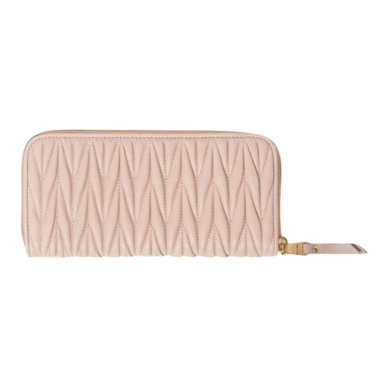 MIU MIU Matelassé Lambskin Wallet Large Size Women's Pink-1