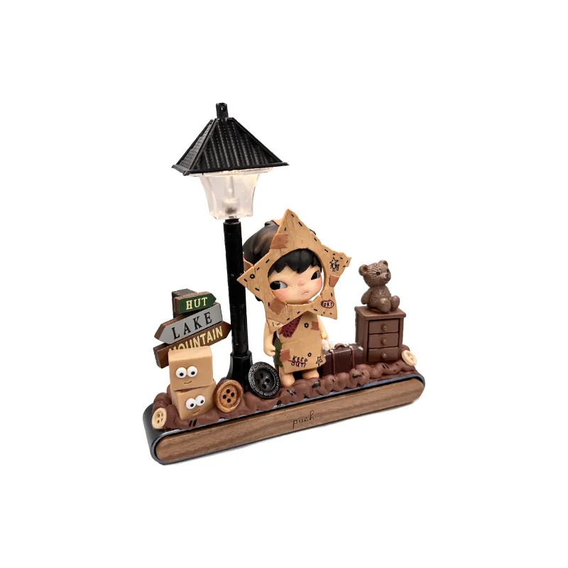 [Modified Doll] POP MART Hirono Shelter Collection Car Parking Sign, Daredevil Game, Brown Hang Tag Box 15cm-2