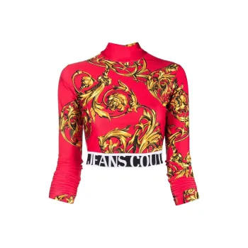 VERSACE JEANS COUTURE SS22 Long-Sleeved T-Shirt Women's Red