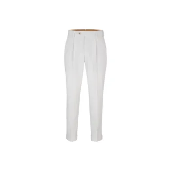 HUGO BOSS Relaxed-Fit Trousers In Stretch Wool Casual Pants Men's White