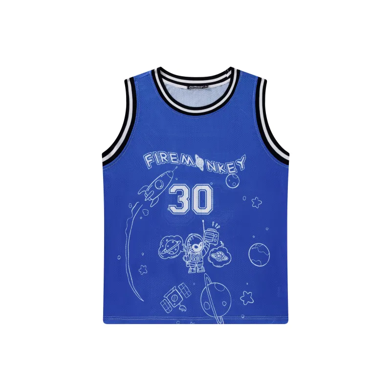 FireMonkey Basketball Jerseys Unisex Klein Blue-7