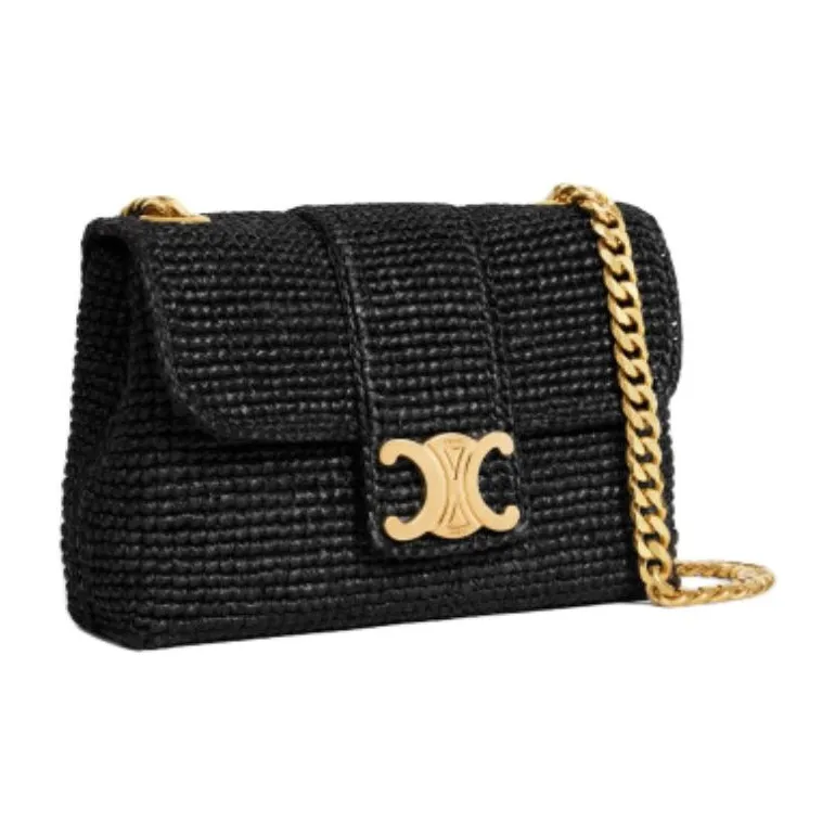 CELINE Victoire Plant Material Crossbody Bag, Shoulder Bag Mini Women's Black-2
